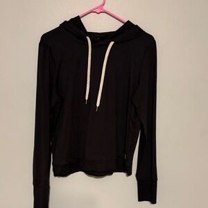 Vuori Black Hoodie with White Drawstrings